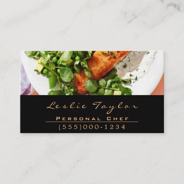 Dinner Food Plate Design Chef Catering Business Card (Front)