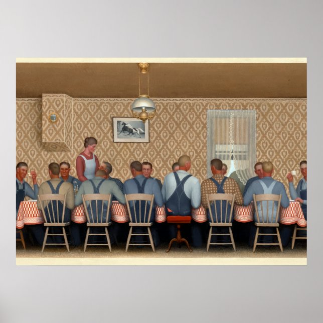 Dinner for Threshers by Grant Wood Poster (Front)
