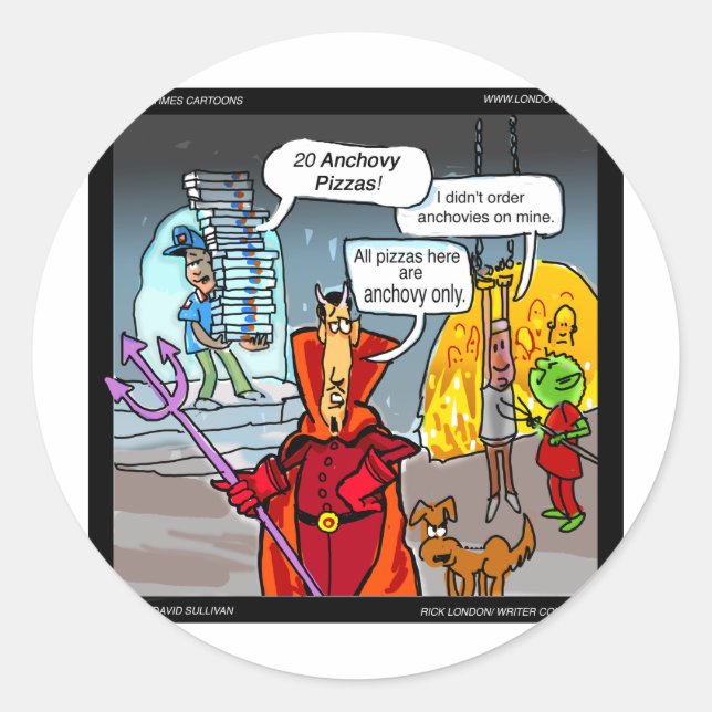 Dinner In Hell Funny Gifts Tees Cards Etc Classic Round Sticker (Front)