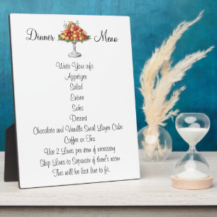 Dinner Lunch Wedding or Event Menu Cherry Dessert Plaque