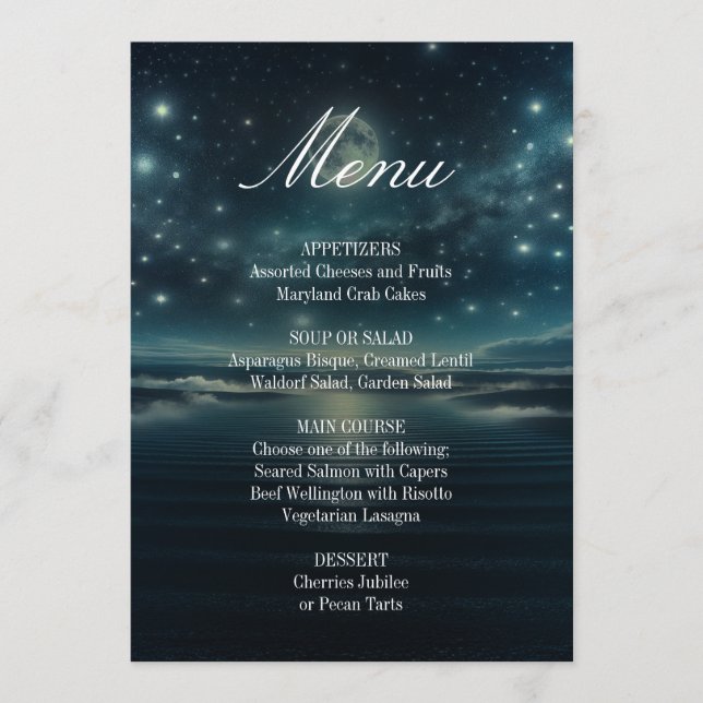 Dinner Menu | Blue Moon Starry Night (Front)