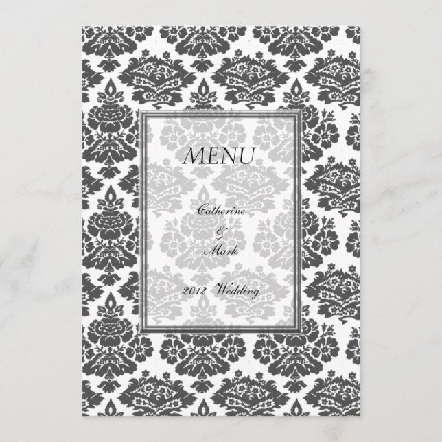 dinner menu card, damask (Front)