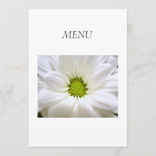 Dinner menu card. pure white daisy flower
