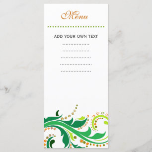 Dinner menu card, swirl floral