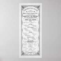 DINNER MENU for FIREMEN 1856