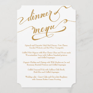 Dinner Menu Formal Reception Script Gold Glitter