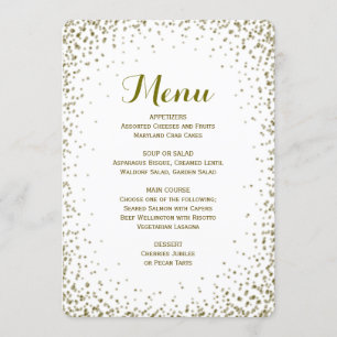 Dinner Menu Gold Confetti