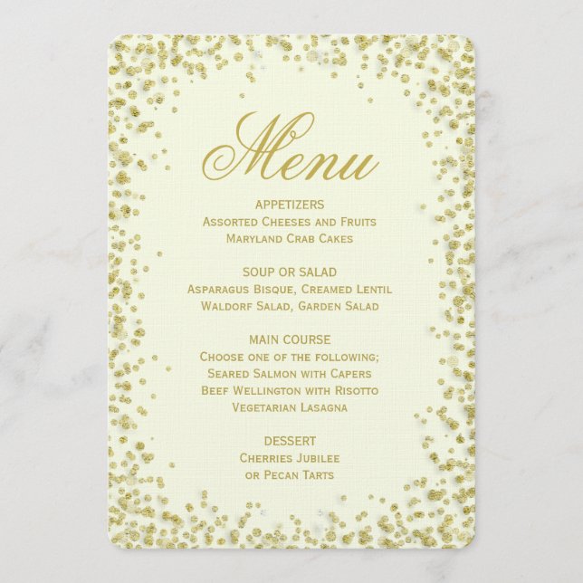Dinner Menu | Gold Confetti Glitter (Front)
