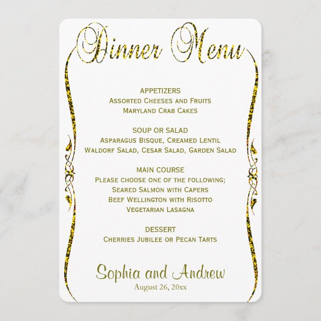 Dinner Menu | Gold Glitter (Front)