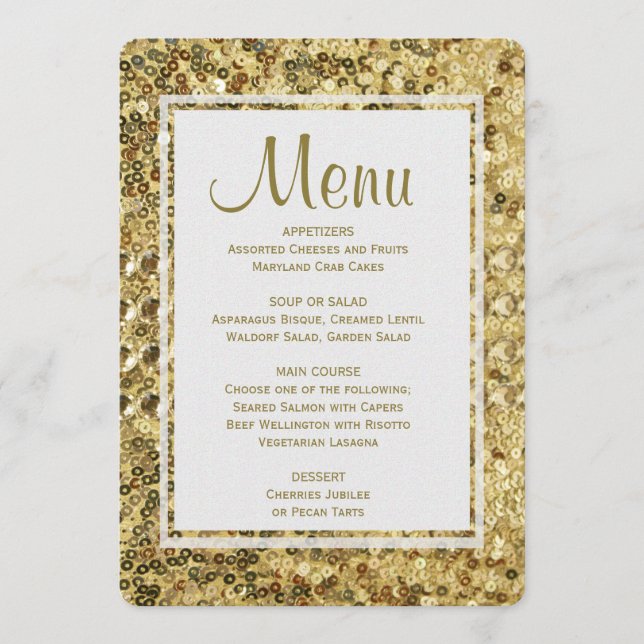Dinner Menu | Gold Sequins (Front)