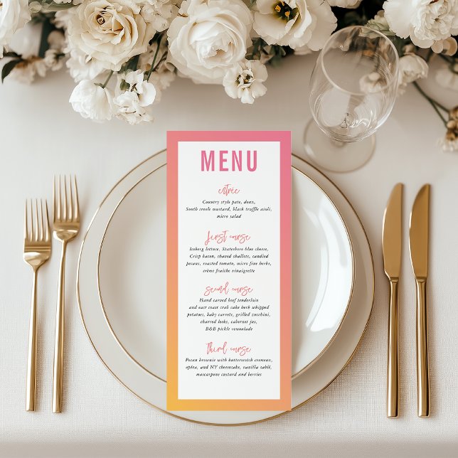 DINNER MENU modern star pink yellow ombre gradient (Creator Uploaded)
