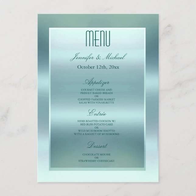 Dinner Menu | Satin Teal (Front)