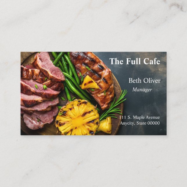 Dinner of ham with grilled pineapple and sweet pot business card (Front)