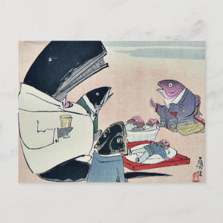 Dinner of Russian sailors by Kobayashi,Kiyochika Postcard