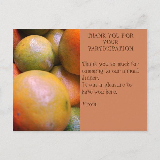 DINNER PARTICIPATION THANK YOU CARD (Front)