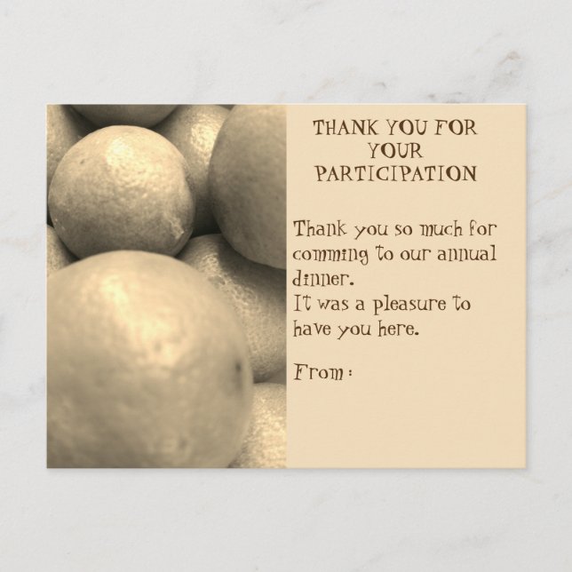 DINNER PARTICIPATION THANK YOU CARD (Front)