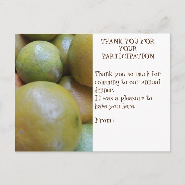 DINNER PARTICIPATION THANK YOU CARD (Front)