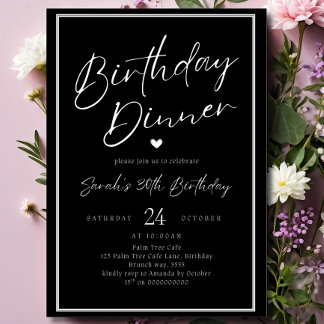 Dinner Party Invitation Template Black Adult Any A