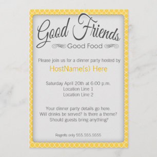 Dinner Party Invitations in Yellow