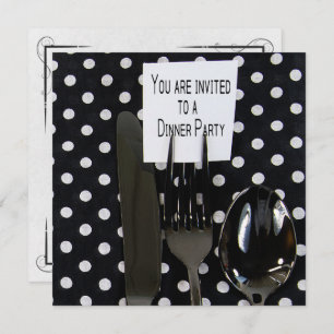 dinner party invite on black silverware
