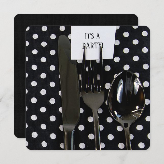 Dinner Party Polka Dot invite (Front/Back)