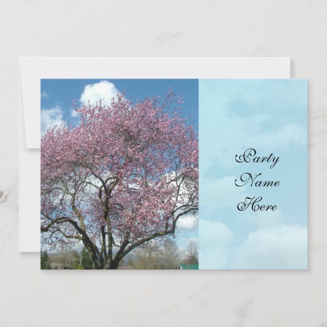 dinner party spring cherry blossoming tree invitation (Front)