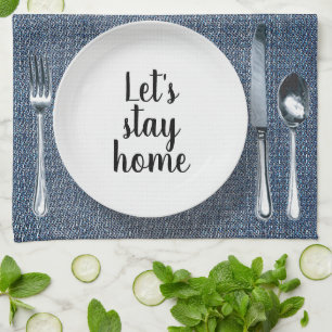 Dinner Place Setting On Blue Denim Tea Towel