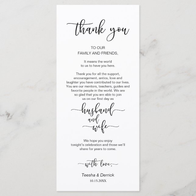 Dinner Place Setting Thank You, Black Font Cards (Front)