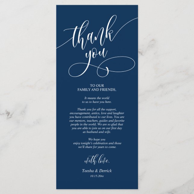 Dinner Place Setting Thank You Calligraphy Cards  (Front)