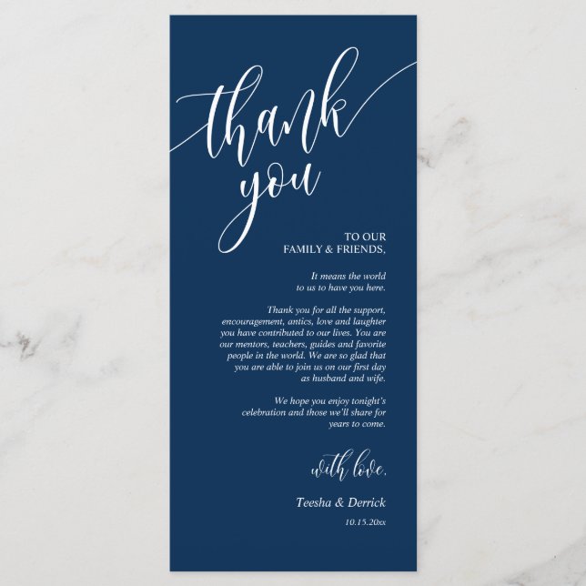 Dinner Place Setting Thank You Calligraphy Cards  (Front)