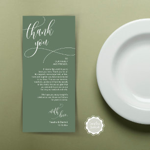 Dinner Place Setting Thank You, Modern Script Card