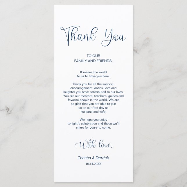 Dinner Place Setting Thank You, Navy Blue Cards (Front)