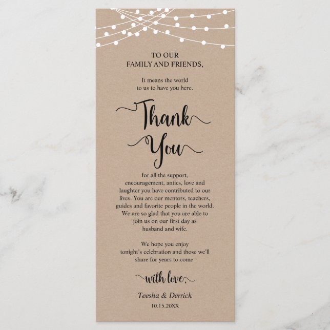 Dinner Place Setting Thank You, Rustic Kraft Cards (Front)