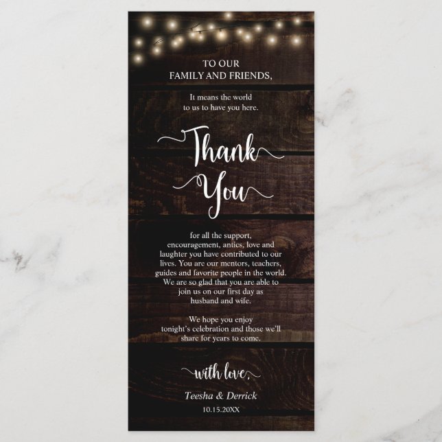 Dinner Place Setting Thank You, Rustic Kraft Cards (Front)