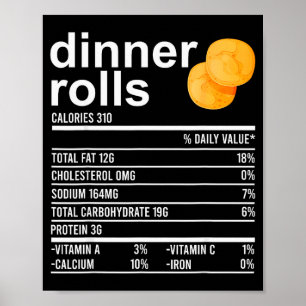 Dinner Rolls Nutrition Facts Apparel Funny Thanksg Poster