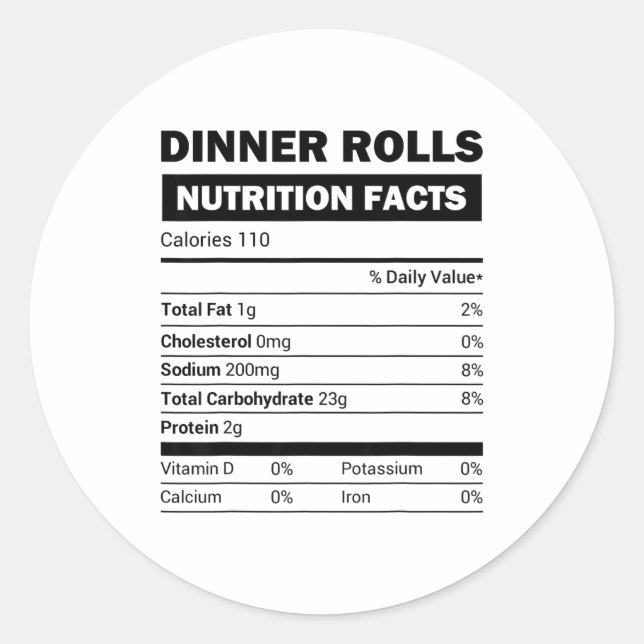 Dinner Rolls Nutrition Facts Family Matching Chris Classic Round Sticker (Front)