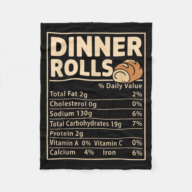 Dinner Rolls Nutrition Facts Funny Bread Food Desi Fleece Blanket (Front)