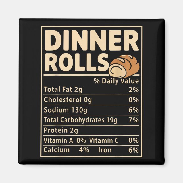 Dinner Rolls Nutrition Facts Funny Bread Food Desi Magnet (Front)
