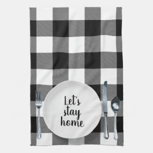 Dinner Setting On Buffalo Plaid Tea Towel
