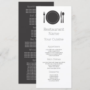 Dinner Setting, Restaurant Slimline Menu