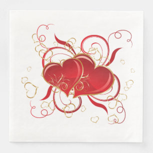 Dinner Size Paper Napkins-Valentine Hearts Napkin