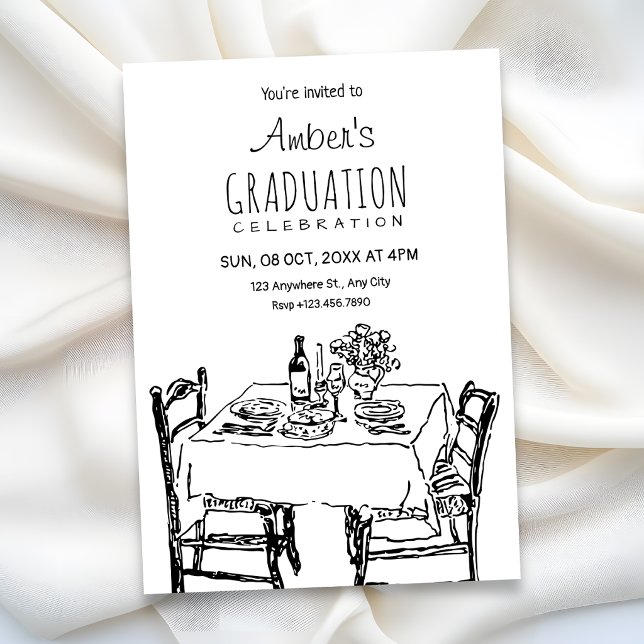 Dinner table sketch graduation  invitation (Creator Uploaded)