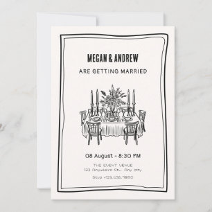 Dinner table wedding invitation