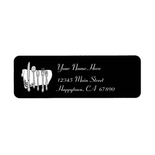 Dinnerware Black and White Address Label Template