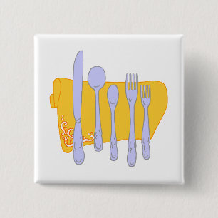 Dinnerware Cooking Design Template 15 Cm Square Badge