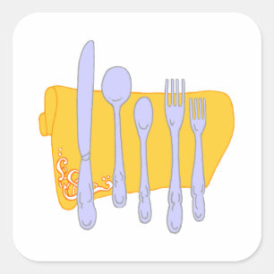 Dinnerware Cooking Design Template Square Sticker