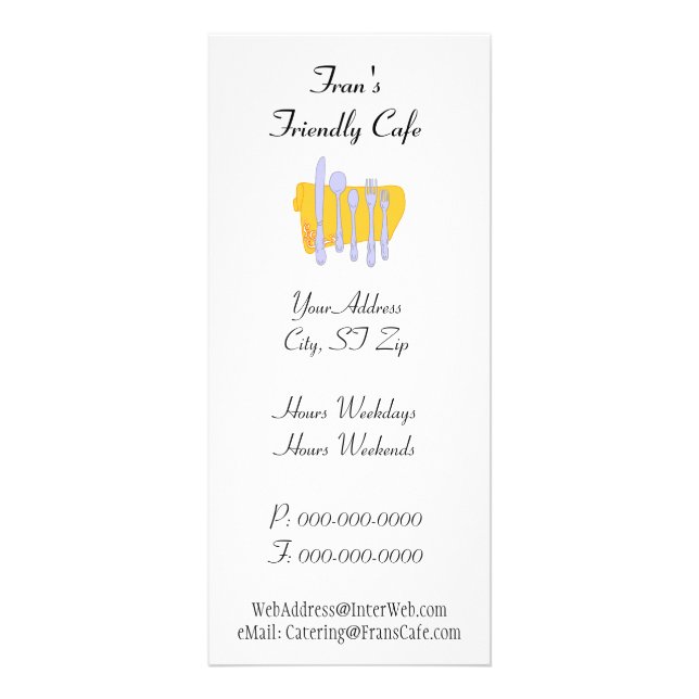 Dinnerware Custom Restaurant Advertising Template Rack Card (Front)