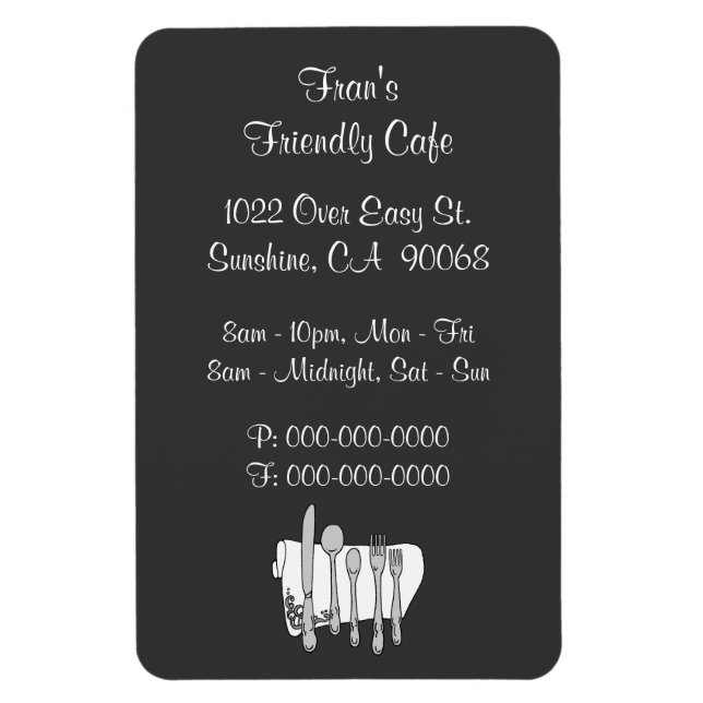 Dinnerware Restaurant Black White Custom 4"x6" Magnet (Vertical)