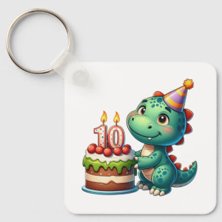 Dino 10th Birthday Key Ring