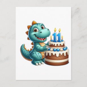 Dino 11th Birthday Invitation Postcard